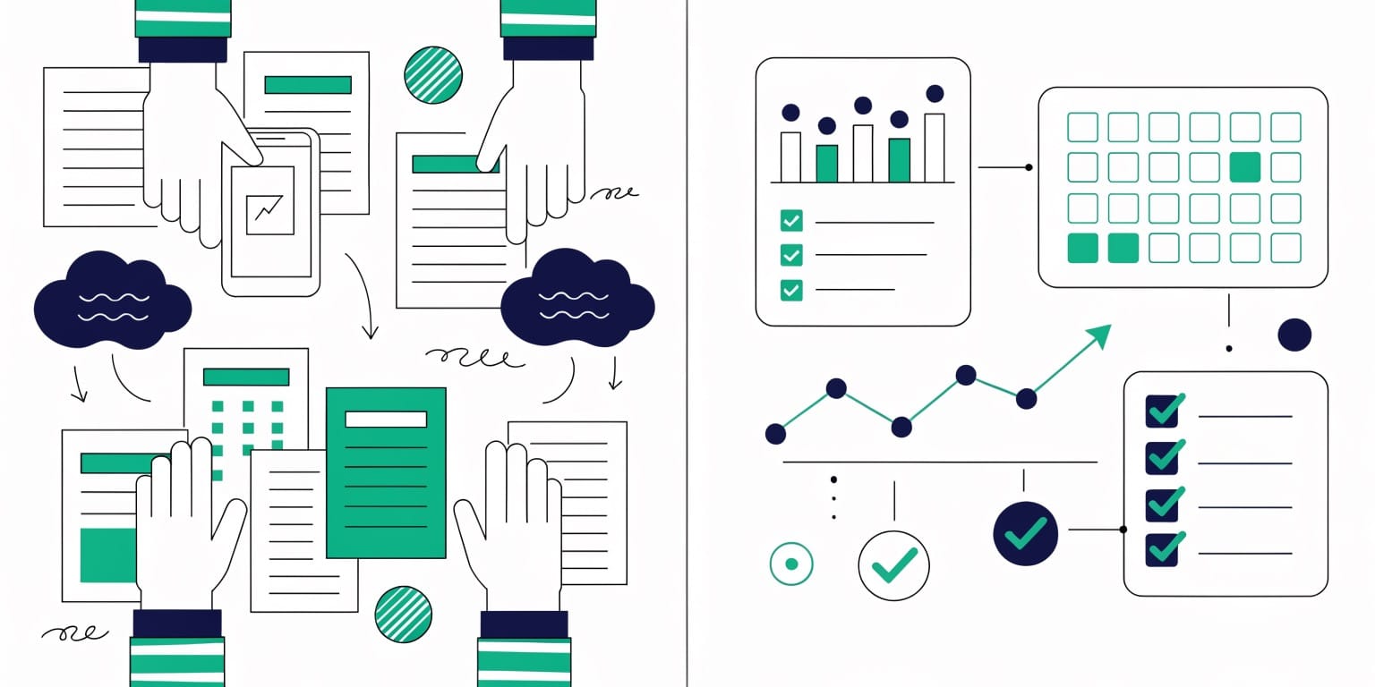 Defter ve dijital estetik merkezi yönetimi karşılaştırma infografik