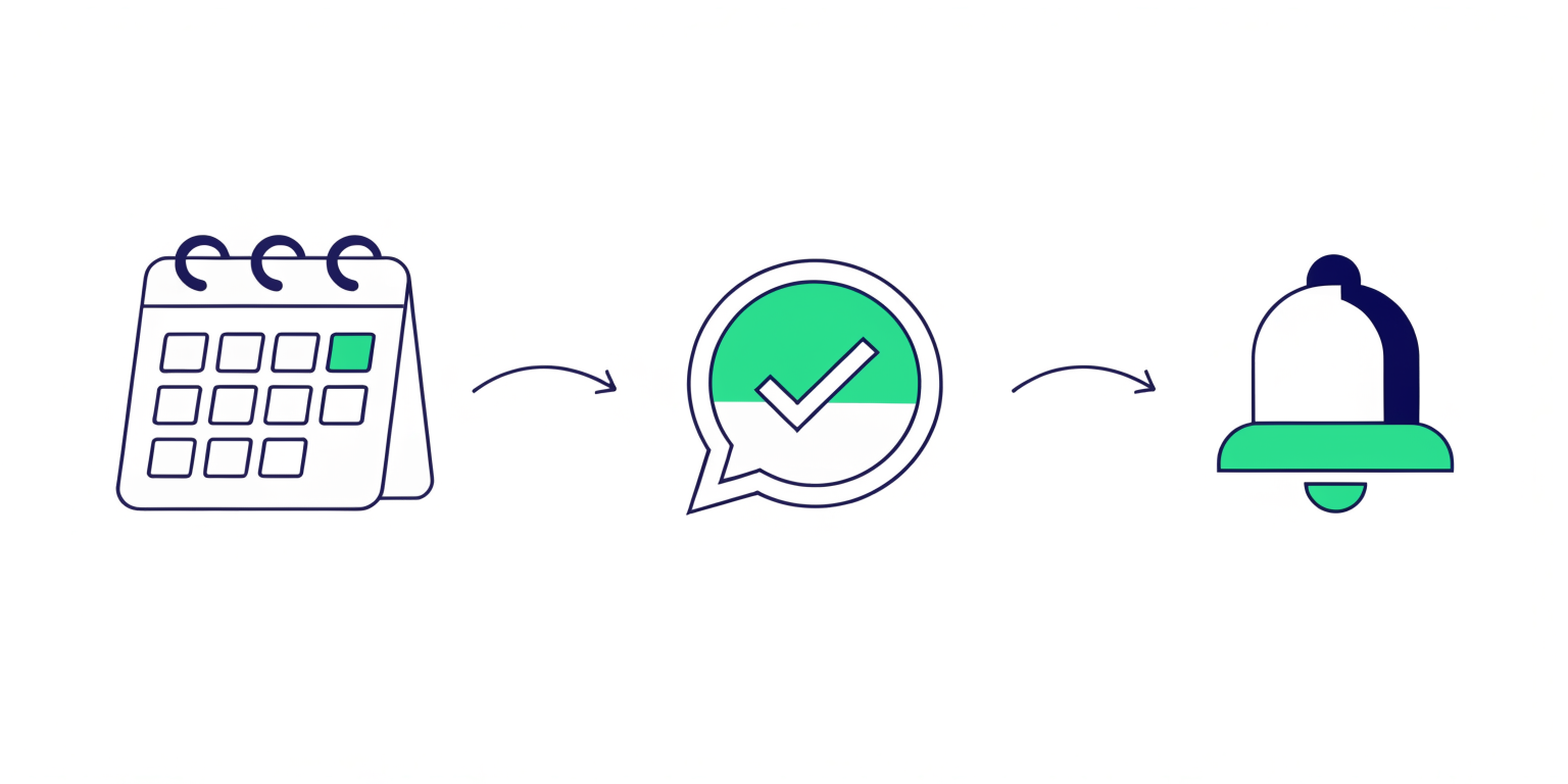 Güzellik merkezi yazılımı ile WhatsApp otomatik randevu hatırlatma akış diyagramı