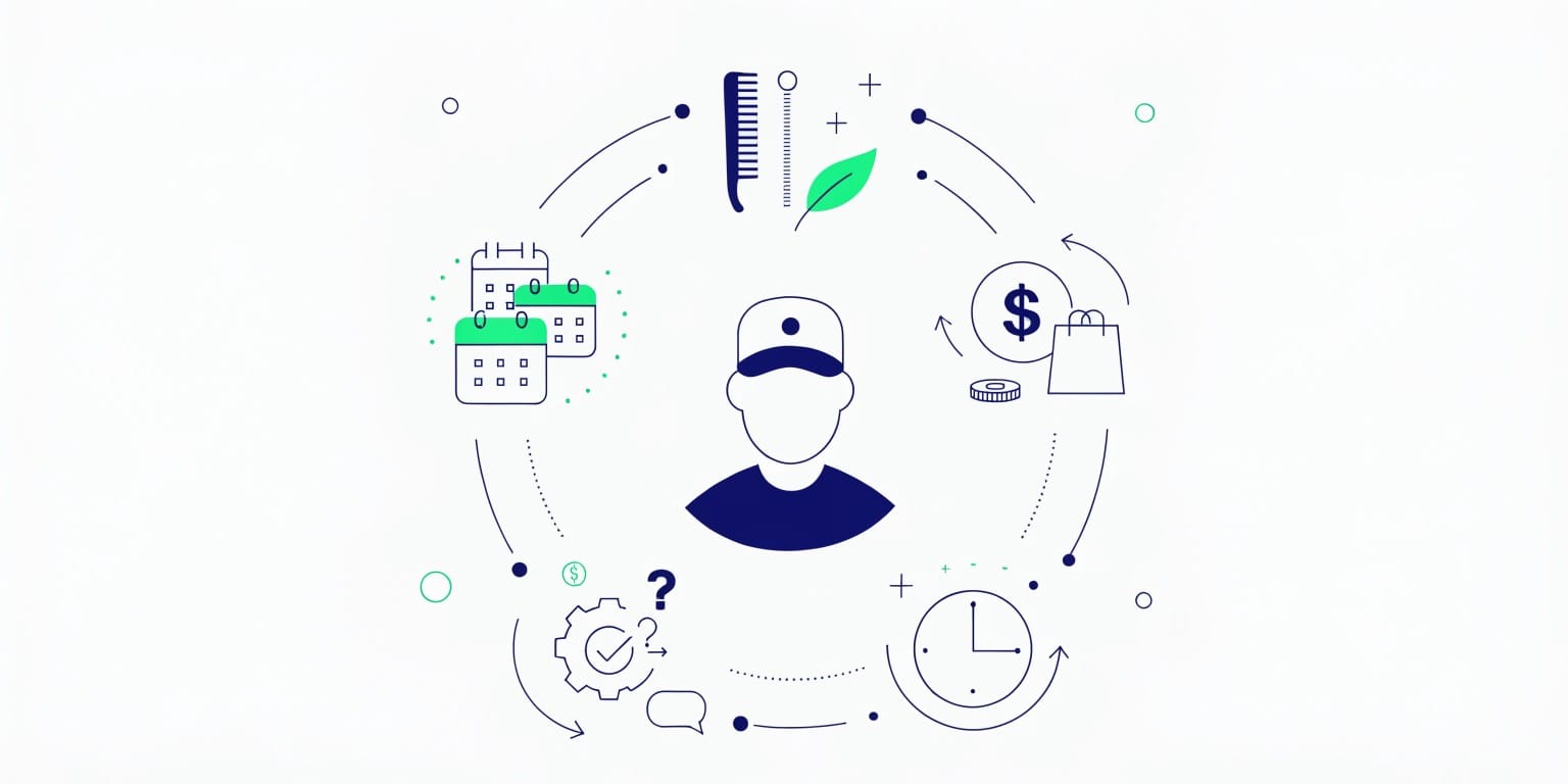 Kuaför salonunda 360 derece dijital müşteri profil takibi infografiği
