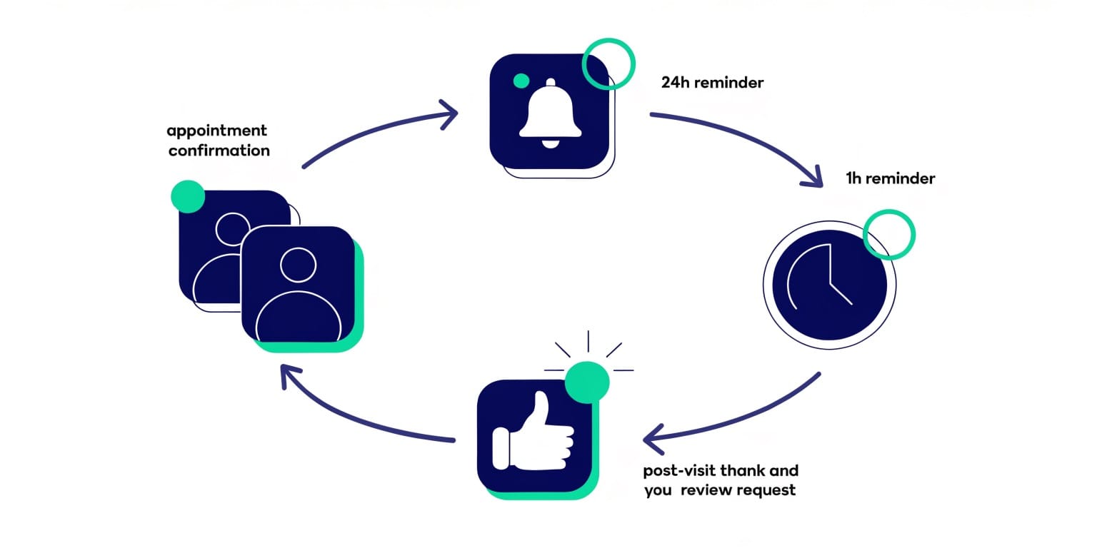 Kuaför salonunda randevu hatırlatma otomasyon akışı diyagramı