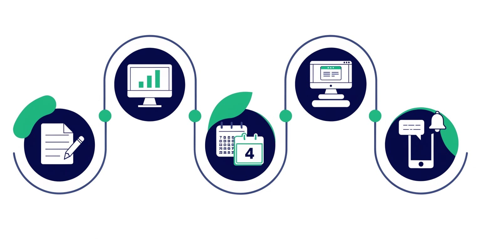 Online randevu sayfası oluşturma adımlarını gösteren infografik