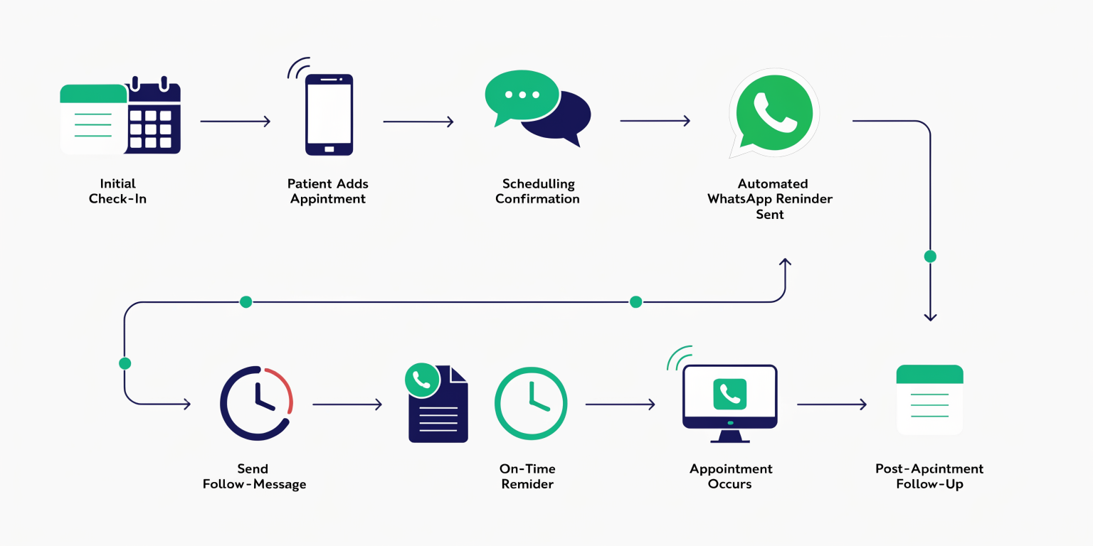 Klinik randevu hatırlatma süreci ve otomatik WhatsApp bildirim akışı diyagramı