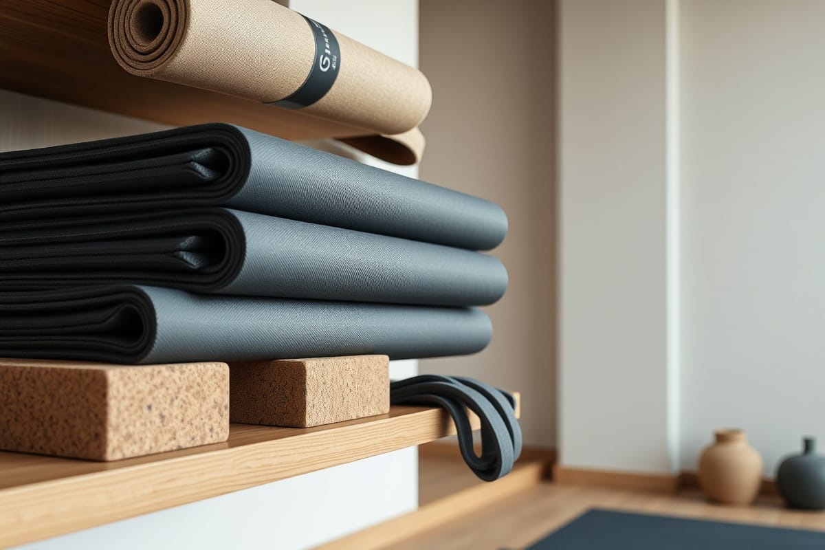 Ahşap zeminli, matların serili olduğu sakin bir yoga stüdyosu