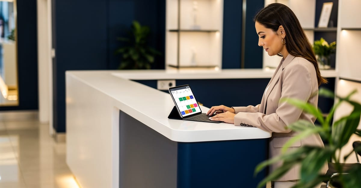 Online randevu sayfası ile randevu takvimini yöneten işletme sahibi