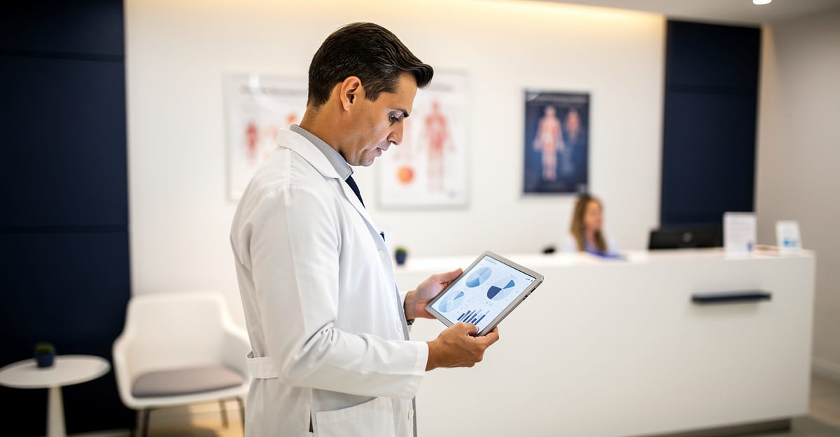 Sağlık sektöründe CRM ile hasta profili inceleyen klinik profesyoneli