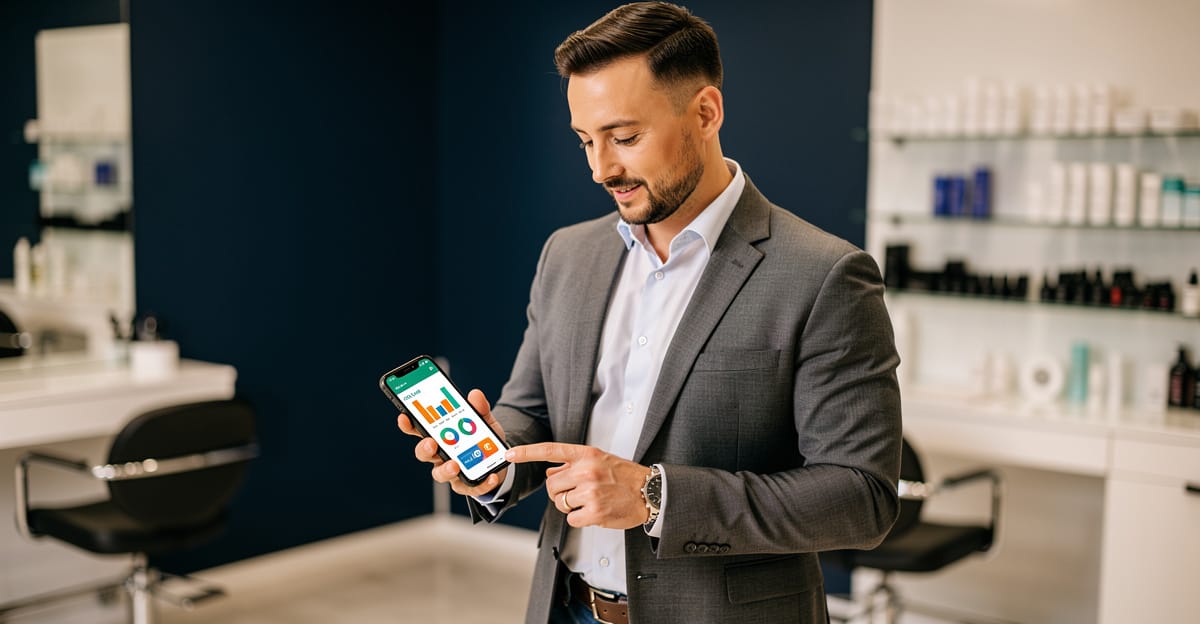 Randevulu işletmede toplu SMS kampanyası yöneten işletme sahibi