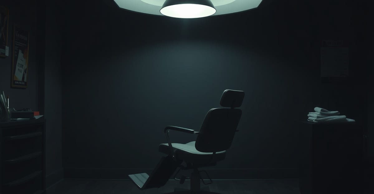 Spot ışığı altında boş bekleyen bir salon koltuğu